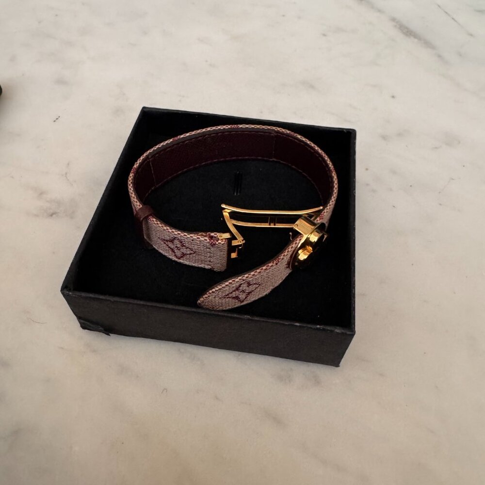 Louis Vuitton Monogram Bracelet with Gold-Tone Clasp - Pink/Red - Picture 3 of 5